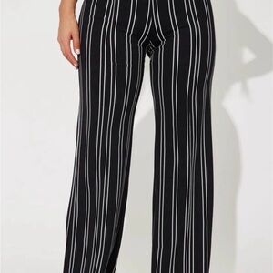 Fashion Nova Black and White Striped Wide Leg Pants